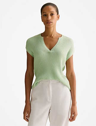 Cotton Cashmere Rib Relaxed T-shirt