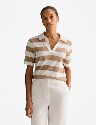 Mercerised Organically Grown Cotton Stripe Polo