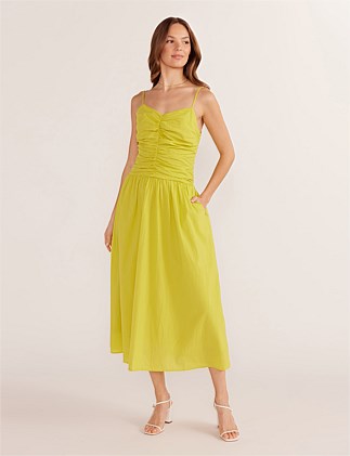 MARIPOSA RUCHED MIDI DRESS