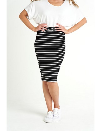 Alicia Midi Bodycon Cotton Stretchy Skirt 