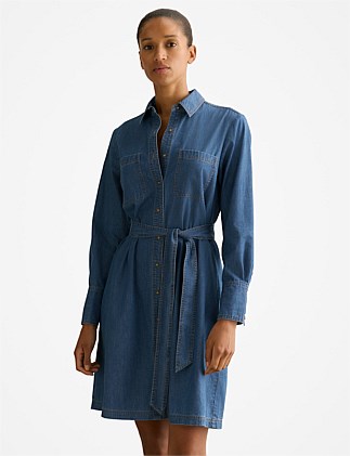 Cotton Denim Shirt Dress