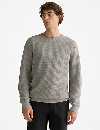 Cotton Mouline Textured Crew Knit