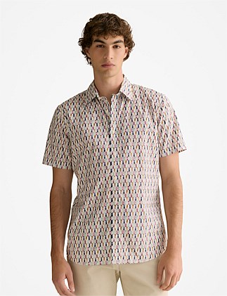 Regular Fit Dash Print Short Sleeve Shirt