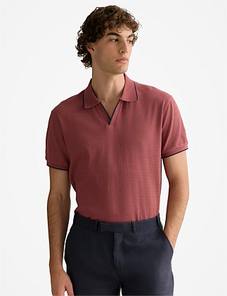 Cotton Jacquard Short Sleeve Polo