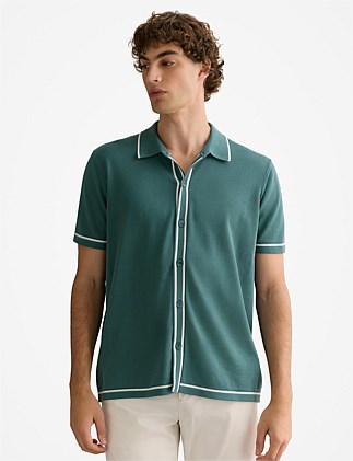 Mercerised Cotton Jersey Tipped Knit Shirt