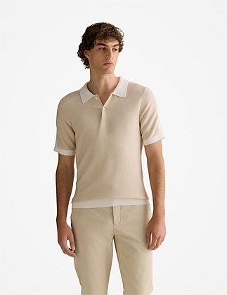 Mouline Cotton Saddle Seam Polo