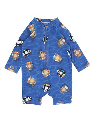 FLOATING FRIENDS PRINT LONG SLEEVE RASH SUIT