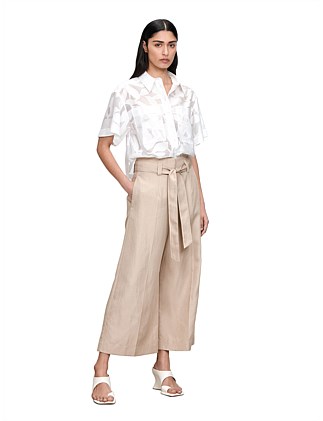 VISCOSE LINEN SHEER LEAVES RELAXED SHIRT