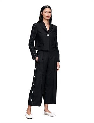 EUROPEAN STRETCH CROPPED BUTTON PANT