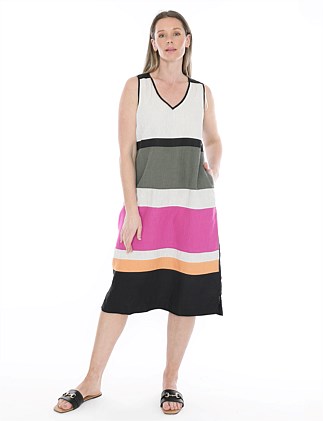 Sleeveless Multi Stripe Dress