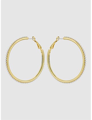 PERLA PEARL HOOP EARRINGS LARGE