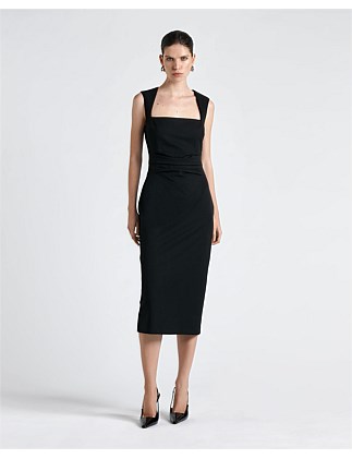 SQUARE NECK COLUMN DRESS