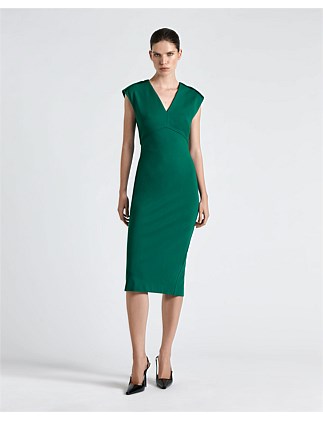 EMERALD DOUBLE KNIT PENCIL DRESS