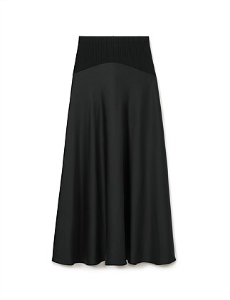 Rib Detail Satin Slip Skirt