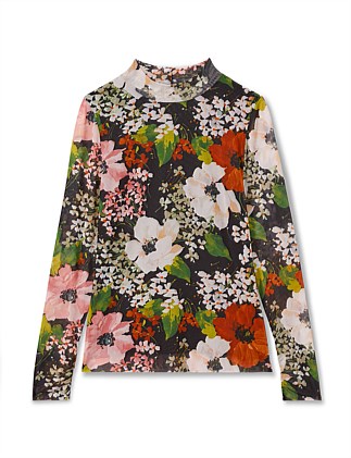 Floral Printed Mesh Top