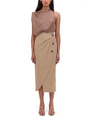 LATTE SUITING INCURVED SKIRT