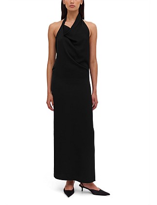 BLACK SATIN SYNC DRESS