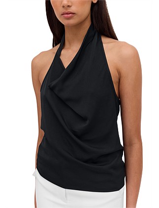 BLACK SATIN SYNC TOP