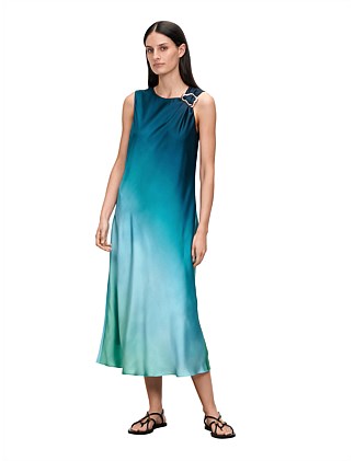 EUROPEAN FOREST HAZE SATIN DRESS