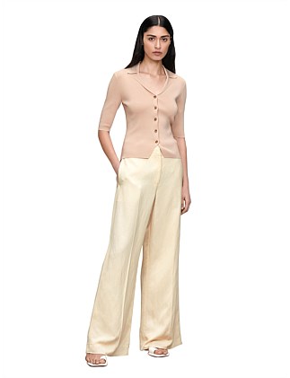 VISCOSE LINEN TWILL WIDE PANT