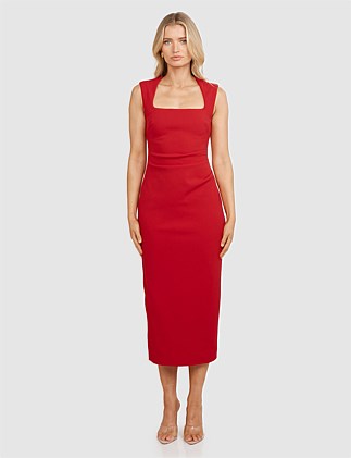 ROMY SQUARE NECK MIDI DRESS