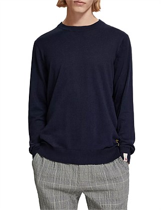 Linen blend crewneck pullover