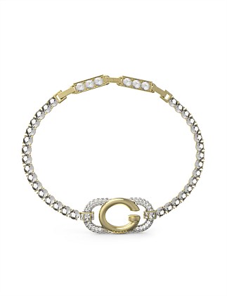 GUESS OH MY G G LOGO&CRYSTALS TENNIS GOLD BRACELET