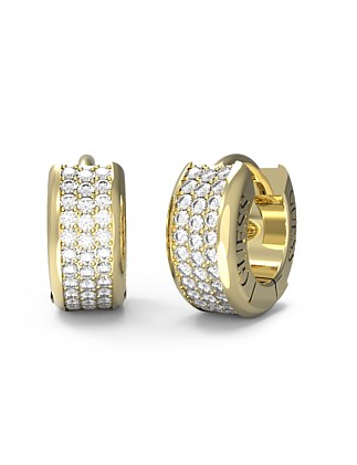 GUESS STYLISH GUESS 12MM PAVE MINI HUGGIES GOLD EARRINGS