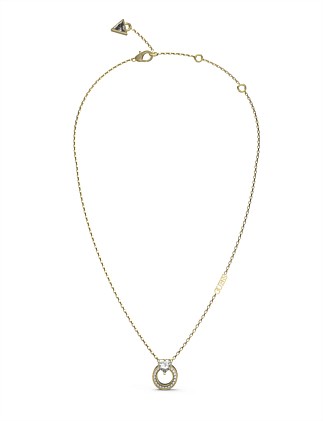 GUESS M'AMA NON M'AMA 16-18" HEART CRYS CIRCLE GOLD NECKLACE