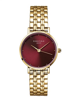 ROSEFIELD THE SMALL EDIT BURGUNDY GOLD BRACELET WATCH