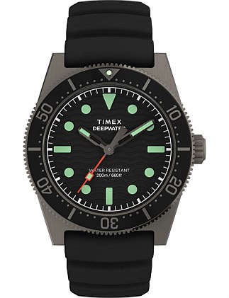 TIMEX DEEP WATER REEF BLACK BLACK SILICONE STRAP