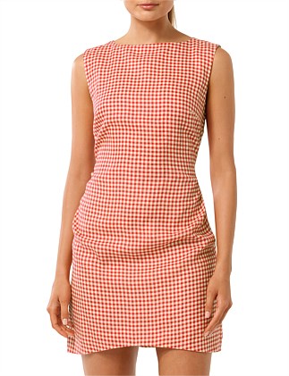 ARIANNA LINEN RUCHED WAIST MINI DRESS