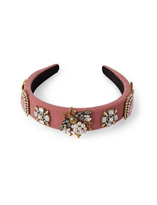 VELVET JEWEL HEADBAND - DUSTY PINK