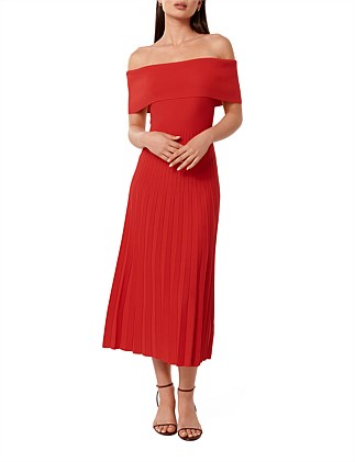 SKYE BARDOT KNIT MIDI DRESS