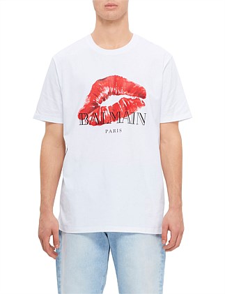 BALMAIN KISS PRINT LOGO T-SHIRT - BULKY