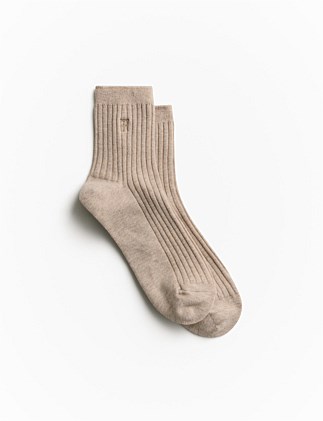 Monogram Rib 1/4 Crew Sock