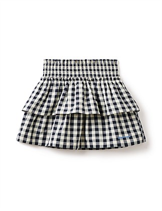 Billie Shirred Gingham Tiered Skirt