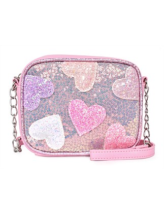 HEARTS PRINT SEQUIN CROSSBODY