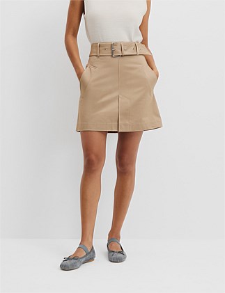 Australian Cotton Twill Belted Mini Skirt