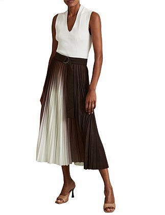 Emiliana Pleated Midi Skirt