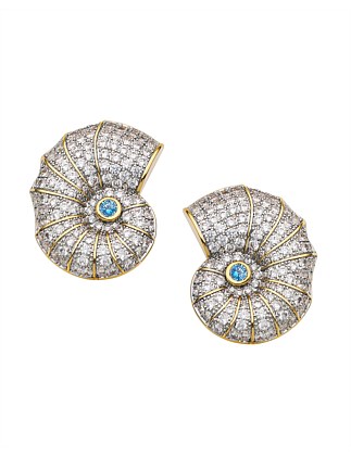 MARIS CRYSTAL SHELL STUD EARRINGS