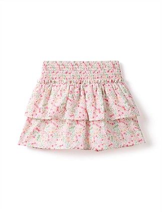 Billie Shirred Tiered Skirt