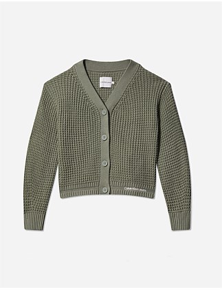 GRID WAFFLE CARDIGAN