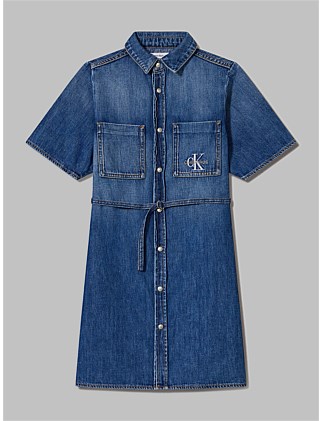 LW DENIM BELTED SHIRT DRESS