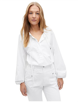 TIE DETAIL POPLIN BLOUSE