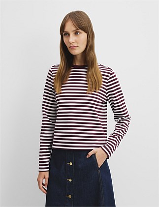 Australian Cotton Stripe Long Sleeve Slim Fit T-Shirt