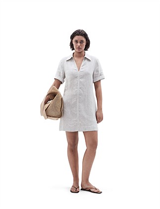 COLLARED LINEN DRESS