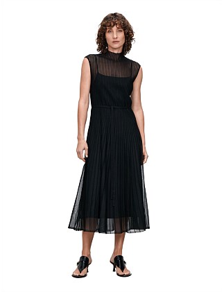 SHEER KNIT FLARED DRESS