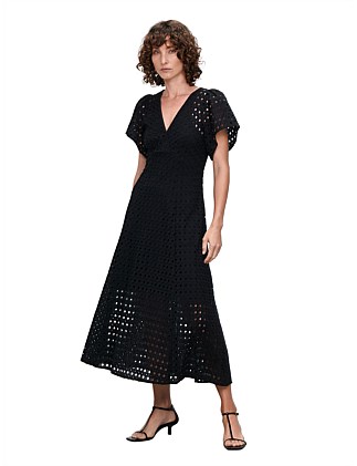 GEOMETRIC BROIDERIE MIDI DRESS