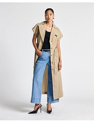 COTTON TWILL SLEEVELESS TRENCH